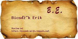 Bicsák Erik névjegykártya